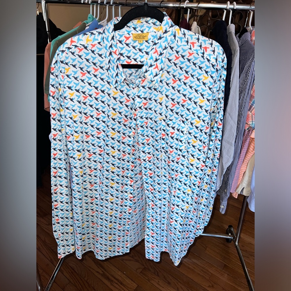 Men’s Large Roberta Roller Rabbit button down patterned shirt